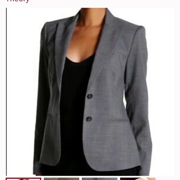 Theory Jackets & Blazers - Theory Grey Single Breasted Two Button Blazer size 2